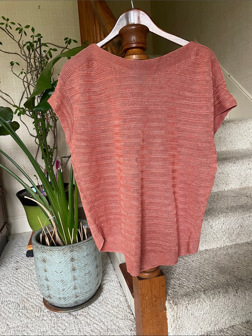 Talbots 100% Linen Perfect Fall Knit Short-Sleeve Boatneck Top